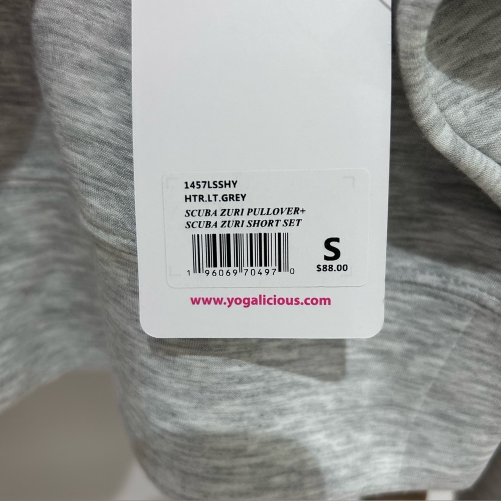 Yogalicious Scuba Zuri Light Grey Pullover Crop Crew Women’s Size Small NWT - Picture 7 of 7